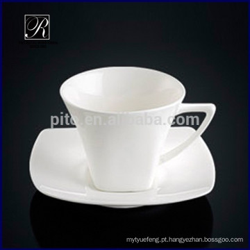 Elegante, estilo, quadrado, porcelana, café, copo, saucer, lanchonete ...